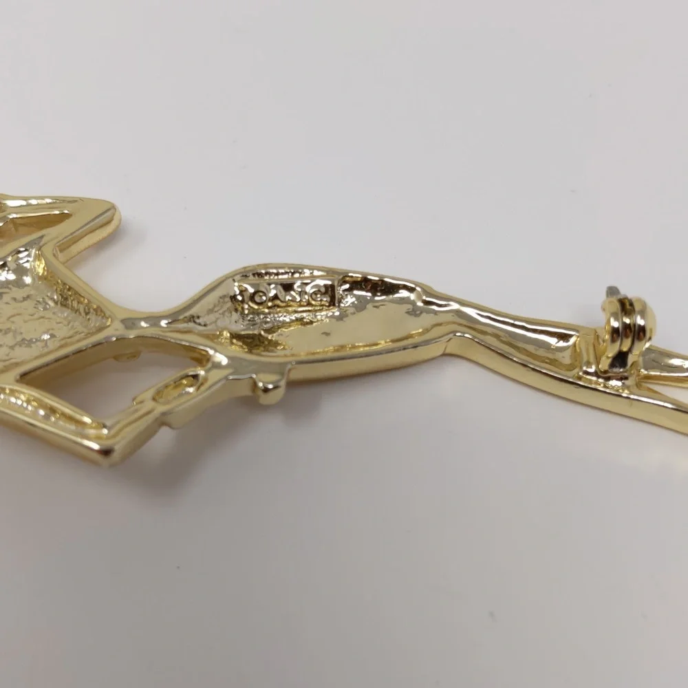 AJC Vintage Lady in Hat Gold Tone Brooch Pin Signed Shiny Brushed Tone